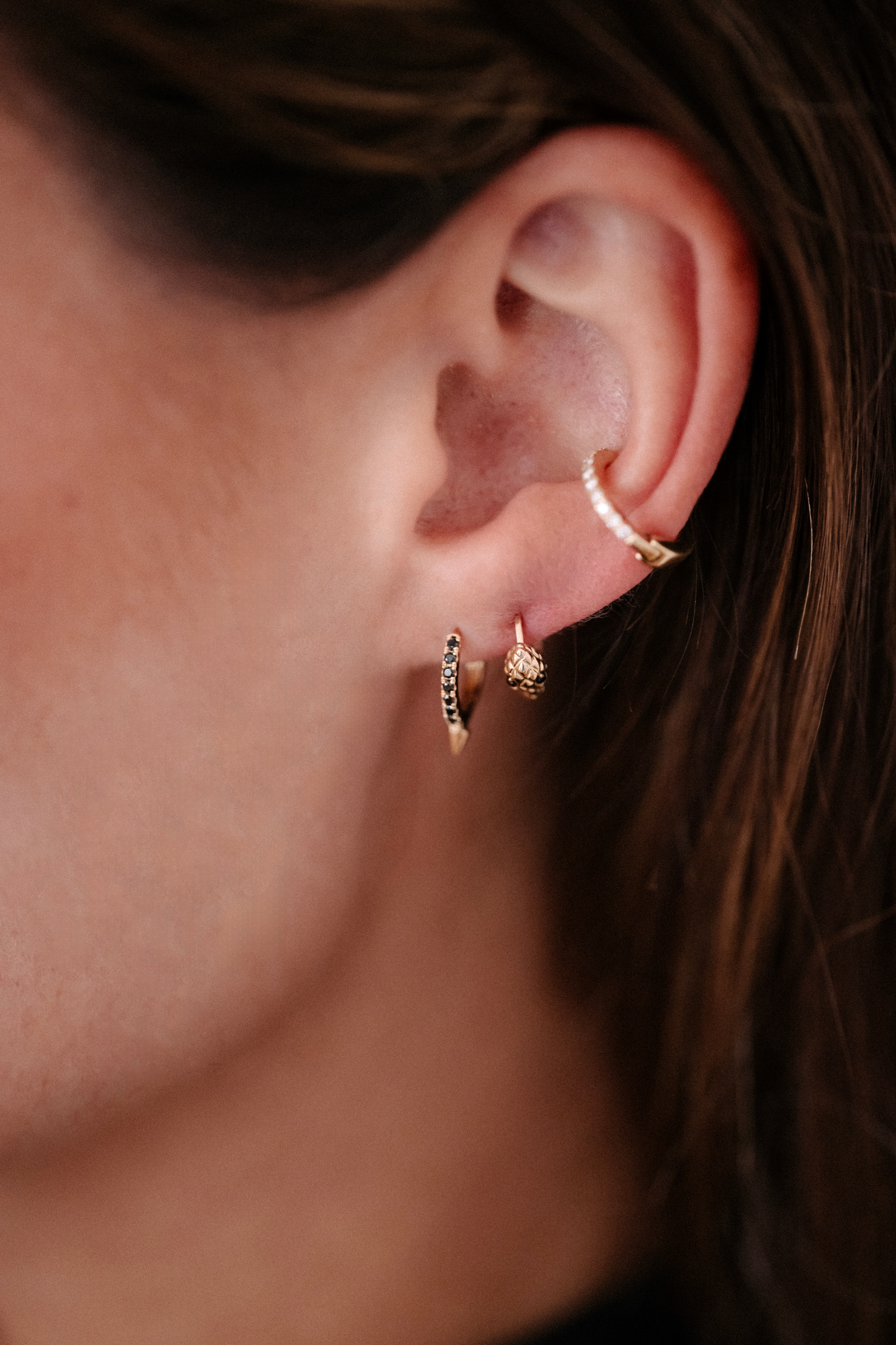 Pic Hoop - Black Diamonds - Single Earring