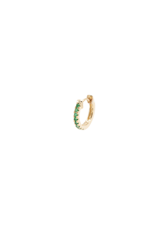 Daylight Hoop - Emerald - Yellow Gold - Single Earring - 6mm