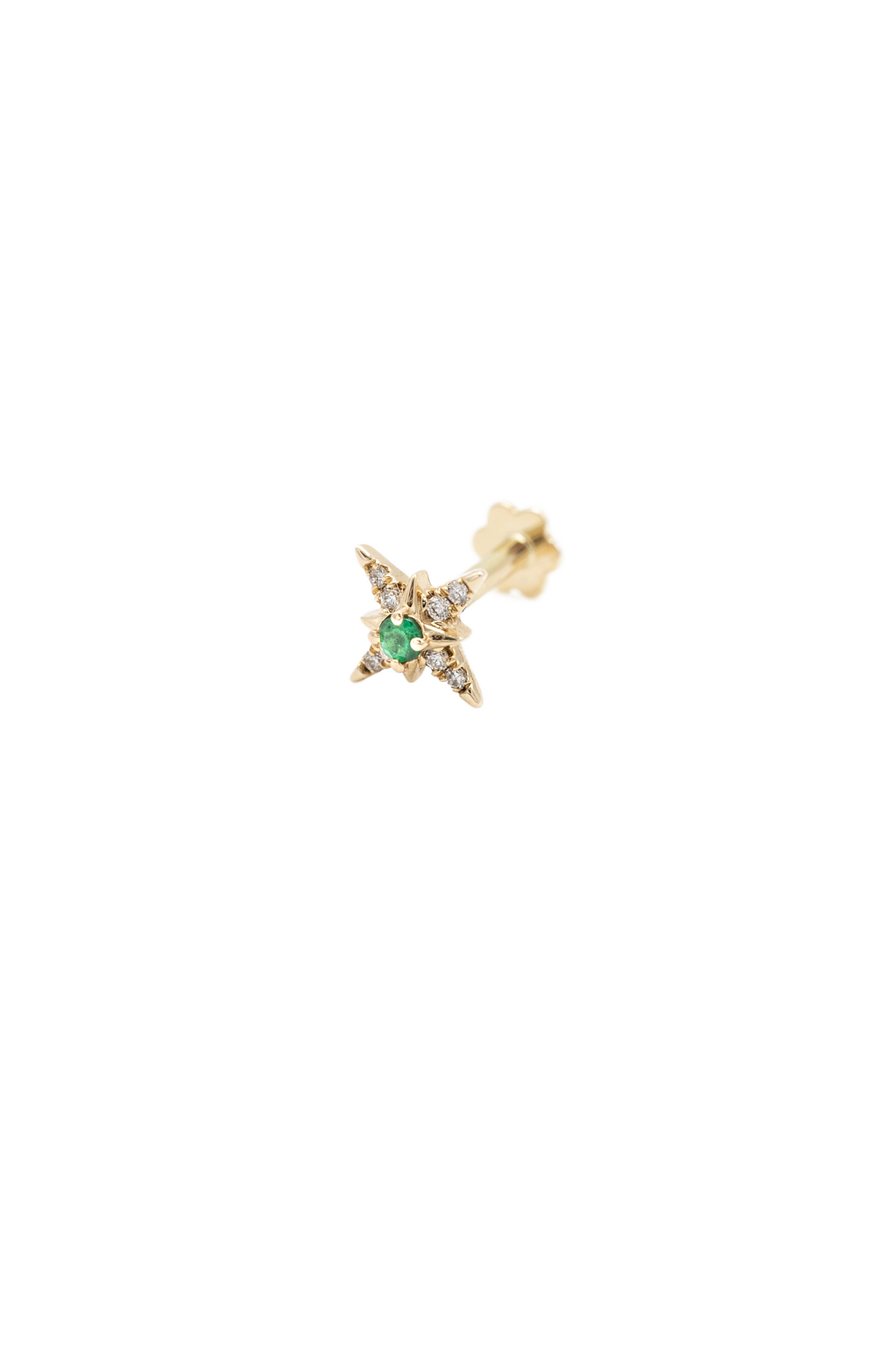 Star Piercing - Emerald - Yellow Gold