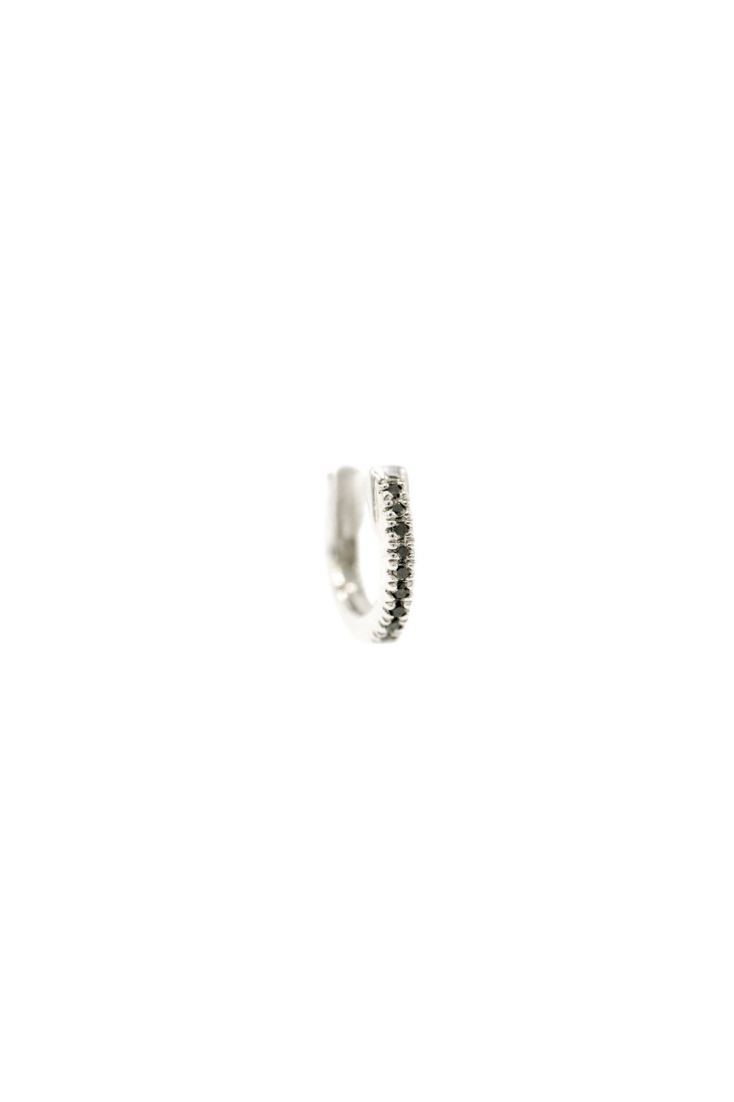 Daylight Hoop - Black Diamonds - White Gold - Single Earring - 6mm