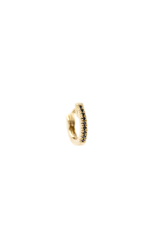 Daylight Hoop - Black Diamonds - Yellow Gold - Single Earring - 6mm