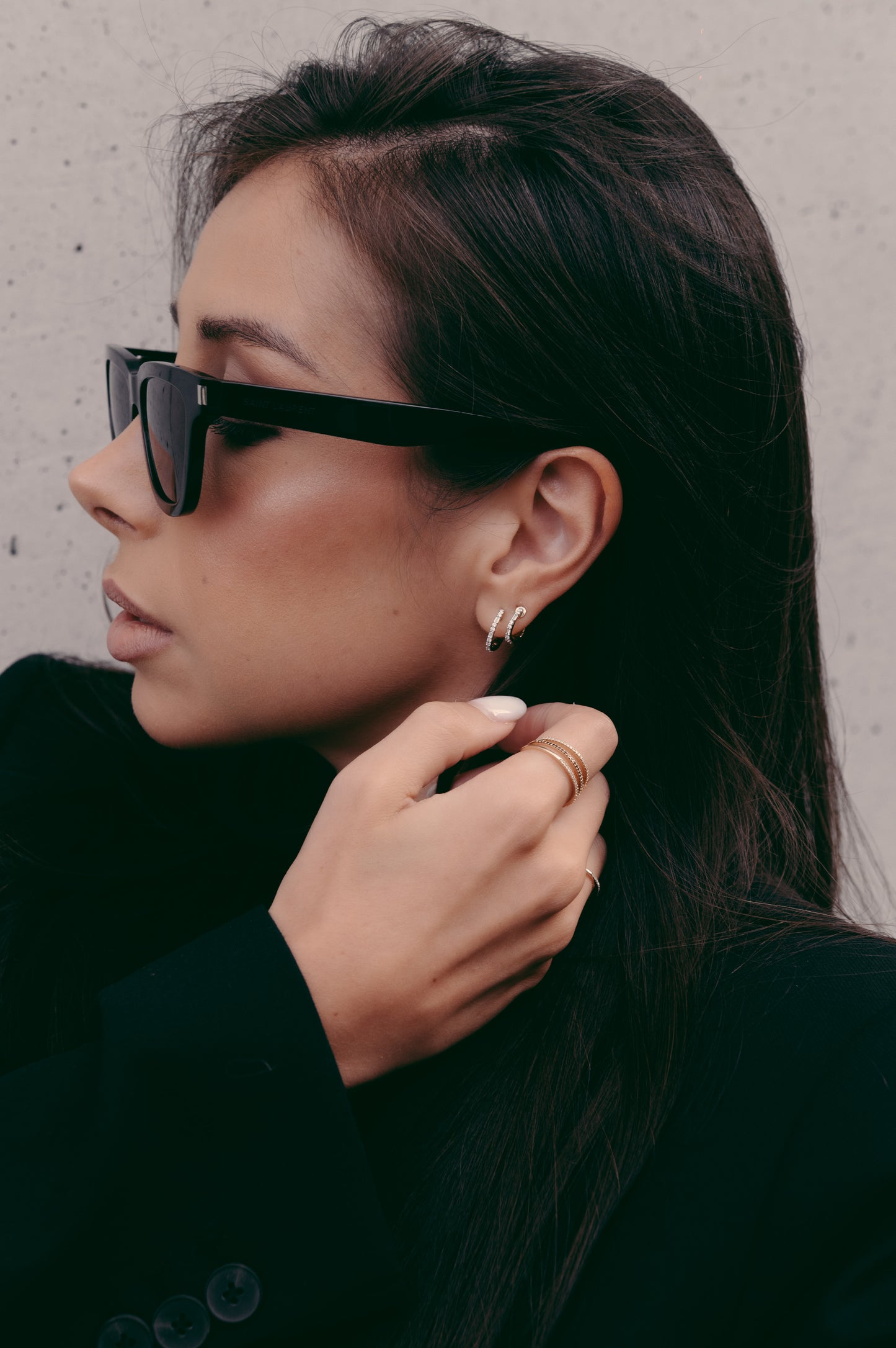 Marie Double Hoop - Yellow Gold - Single Earring