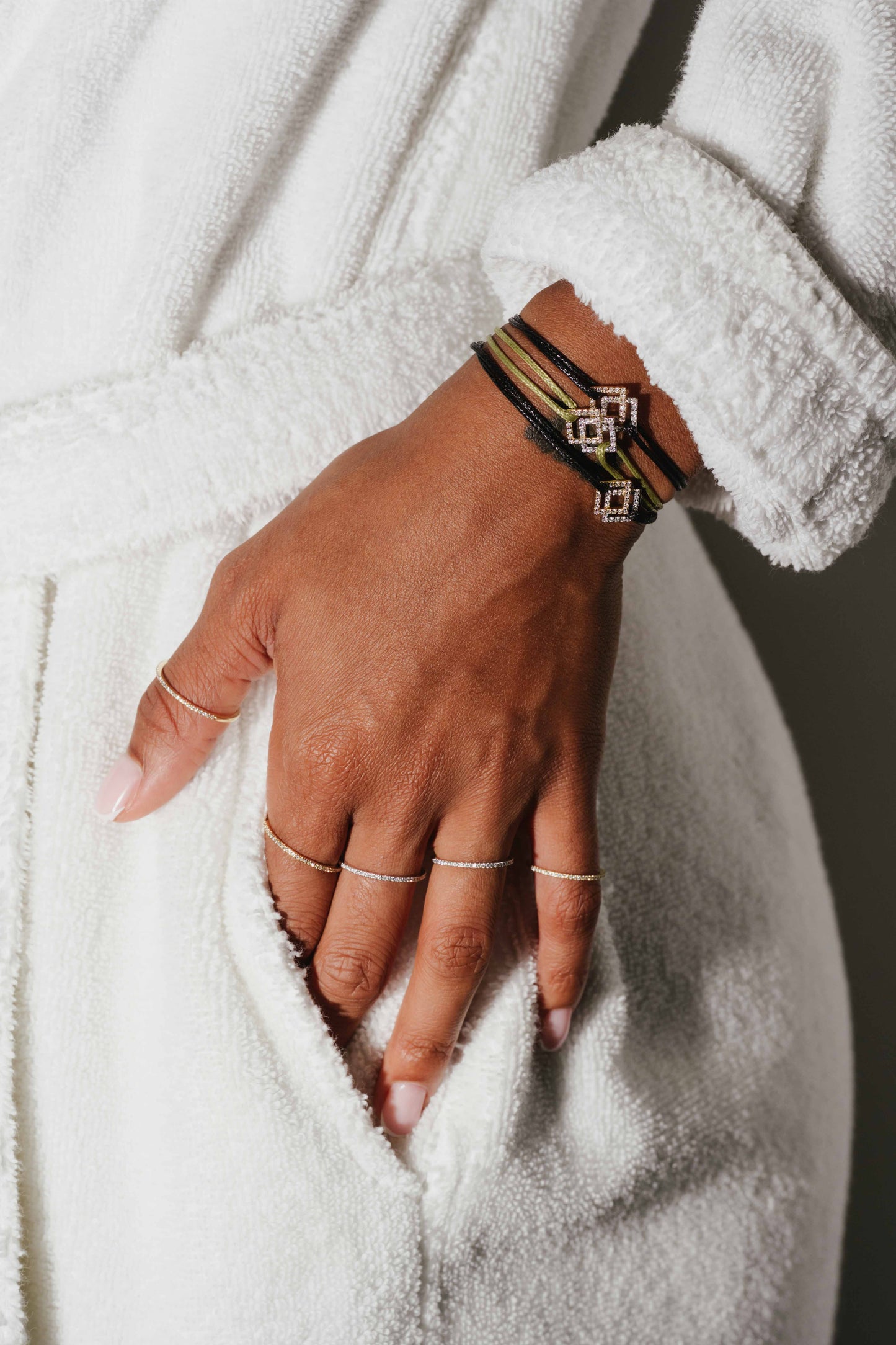 Square S Bracelet - White Diamonds - Two-Tone