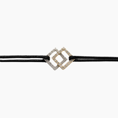 Square S Bracelet - White Diamonds - Two-Tone