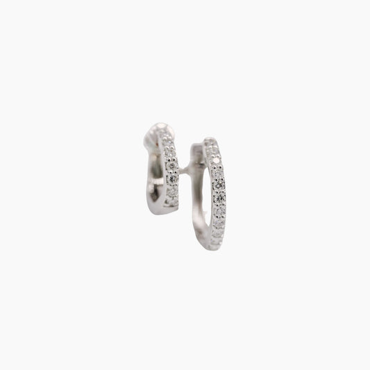 Marie Double Hoop - White Gold - Single Earring