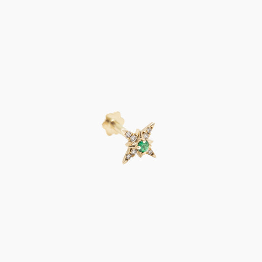 Star Piercing - Emerald - Yellow Gold