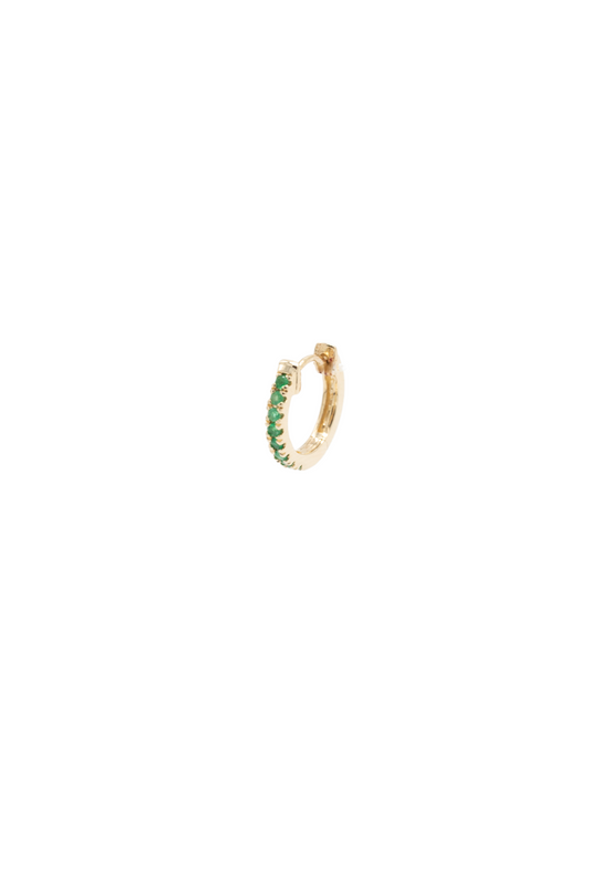 Daylight Emerald Hoop - Yellow Gold - Single Earring - 6mm