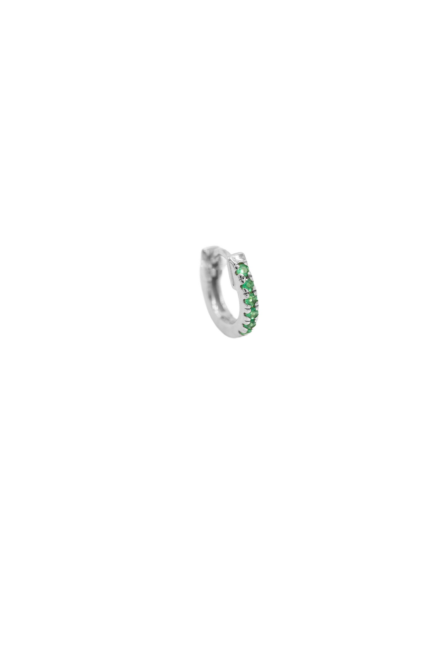 Daylight Emerald Hoop - White Gold - Single Earring - 7mm