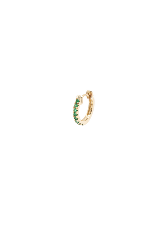 Daylight Emerald Hoop - Yellow Gold - Single Earring - 7mm