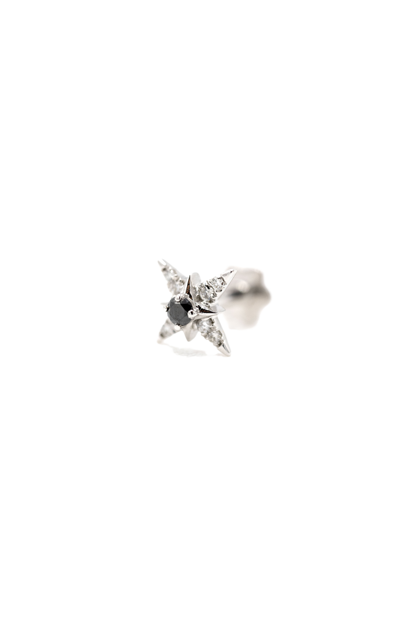 Star Black Diamond Piercing - White Gold