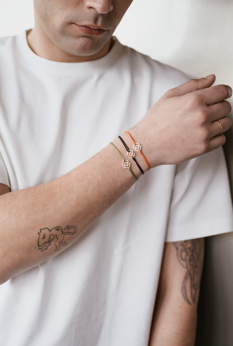 Square S Bracelet - White Diamonds - Two-Tone