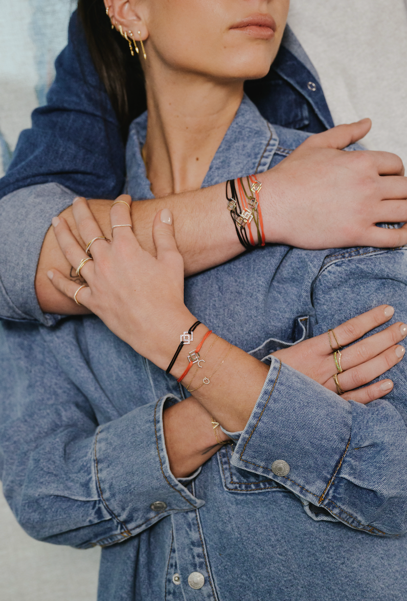 Square S Bracelet - White Diamonds - Two-Tone