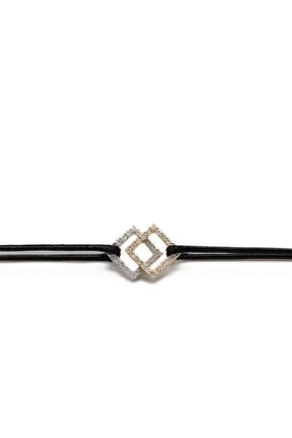 Square S Bracelet - White Diamonds - Two-Tone