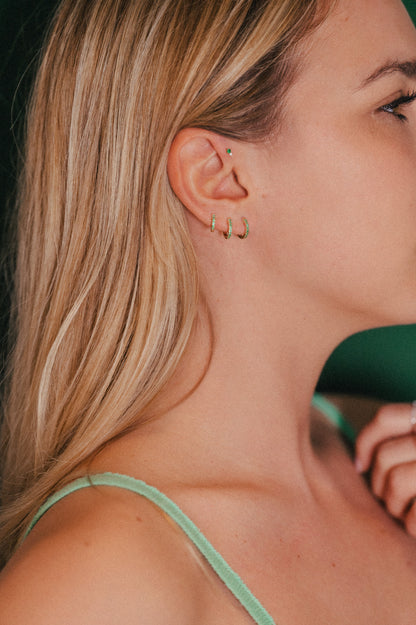 Single Earring - Emerald Daylight Hoop - Yellow Gold - 7mm