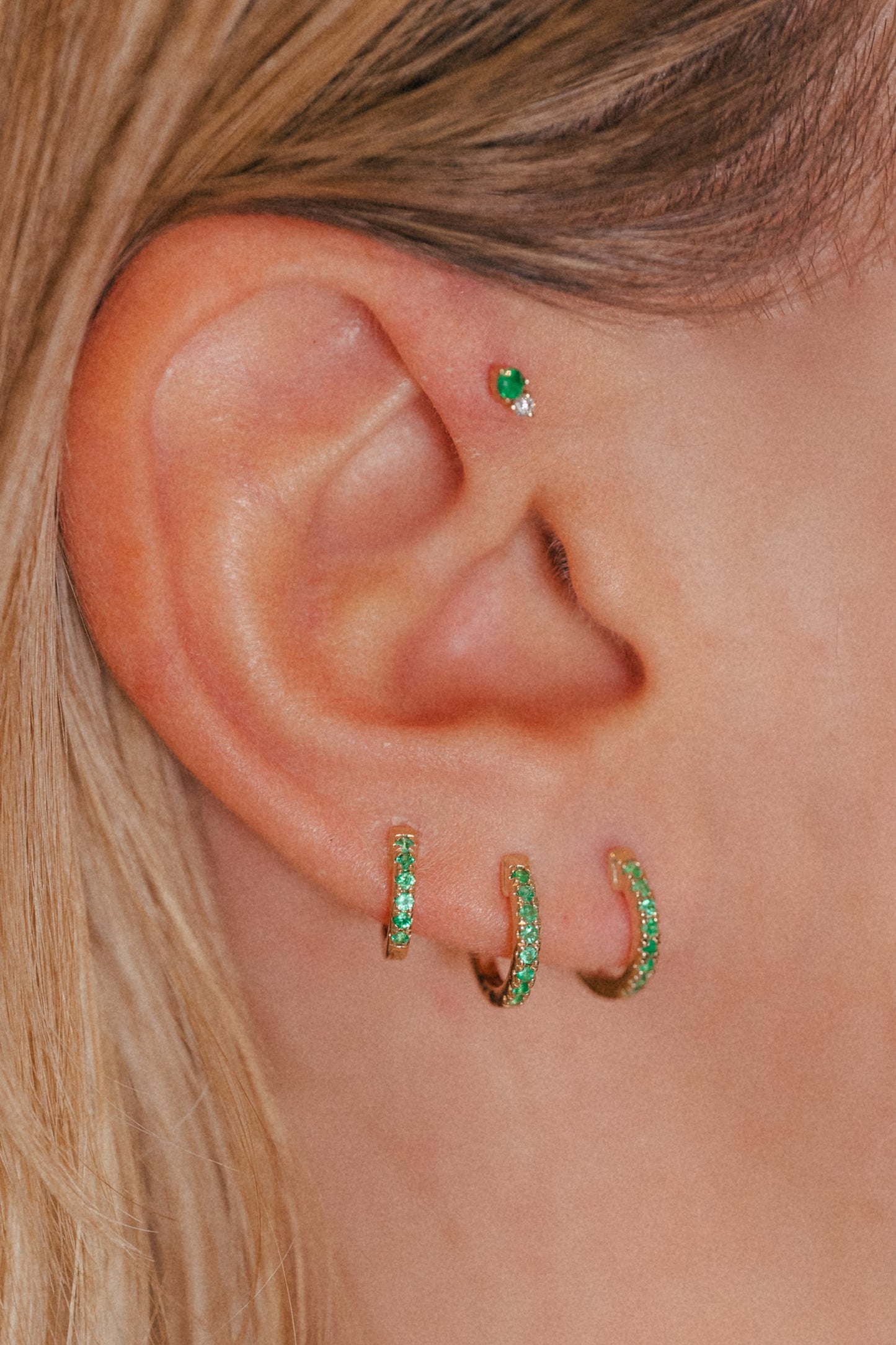 Emerald Daylight Hoop - Single Earring