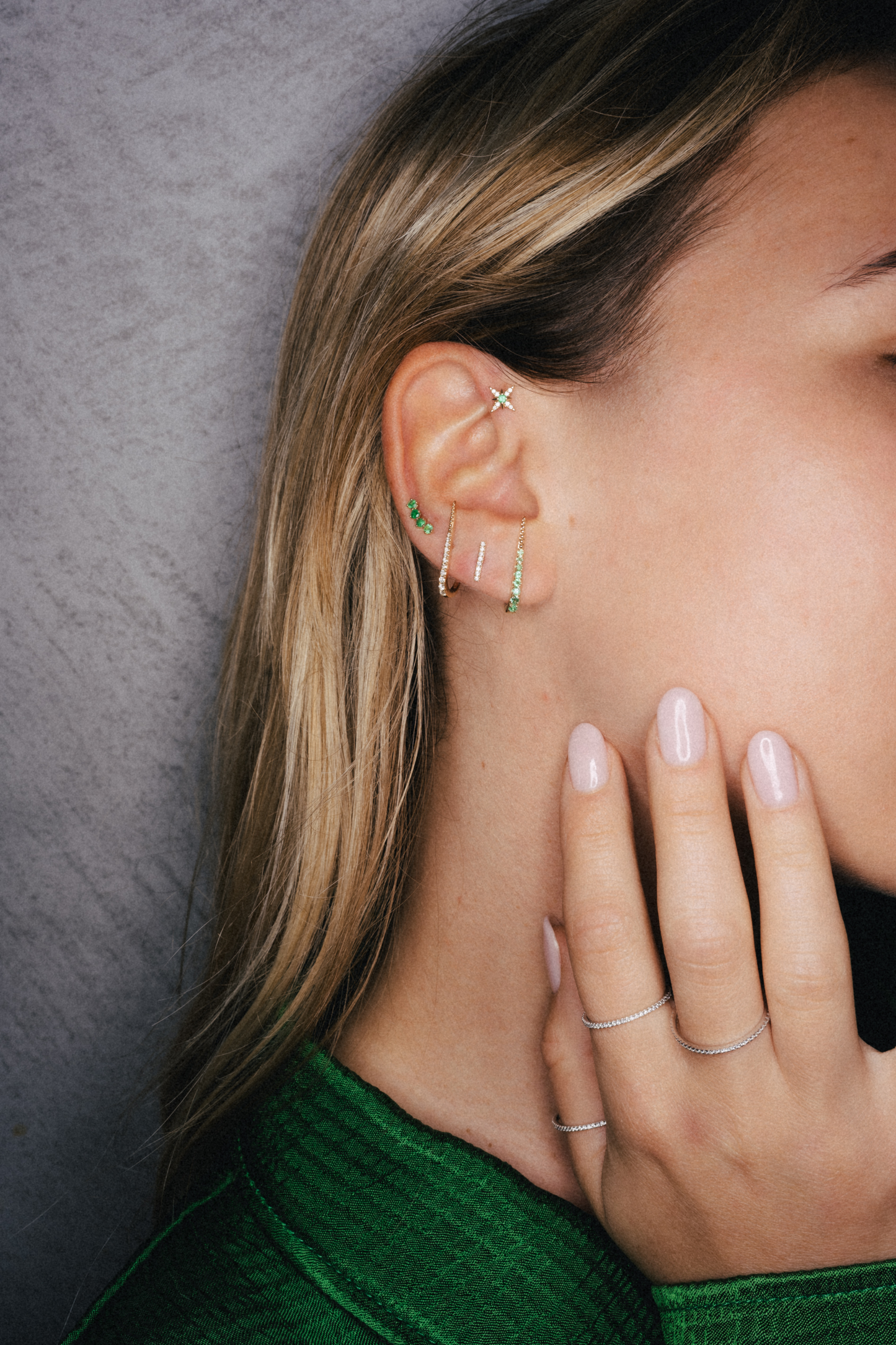 Single Earring - Milou Emerald