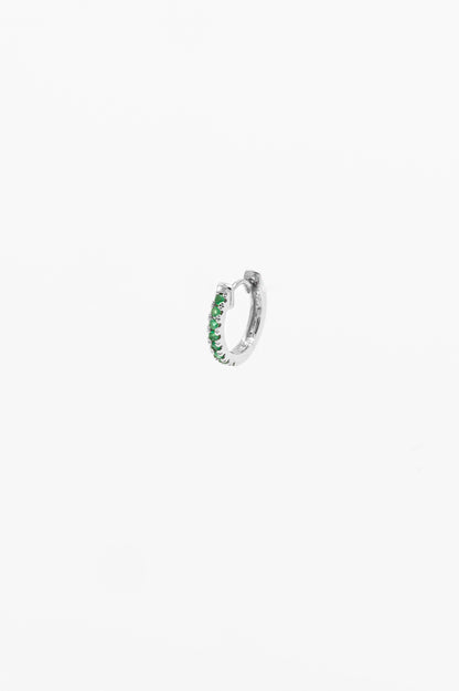 Single Earring - Emerald Daylight Hoop - White Gold - 7mm